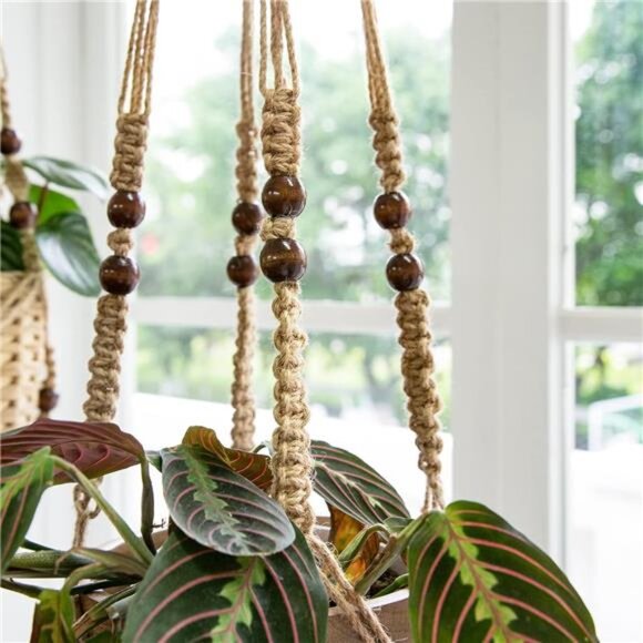 3 Pack Macrame Plant Hangers Indoor Different Size Hanging Planter Basket - Picture 6 of 14